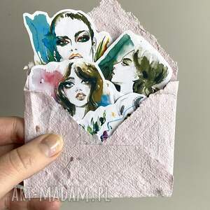 Zestaw 8 naklejek TEAL, w kopercie z papieru czerpanego, naklejki