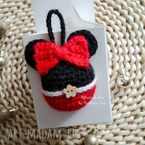 dekoracje świąteczne bombka na szydełku, myszka minnie włóczki