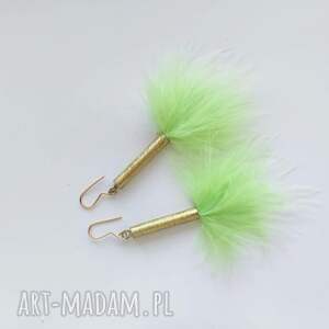 piórko kolczyki mosiądz, zmatowione