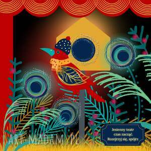 jesienna ilustracja jesienny spektakl przytulna, bajkowa grafika, która tuli