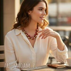 naszyjnik feboo cremowelove ceramiką, ceramika na rzemieniach, stal