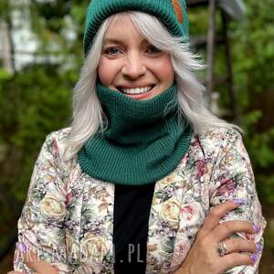 Komin zimowy Zielony, na zimę, dodatki, szal