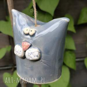 Ceramiczny dzwonek kot - ręcznie szkliwiony na balkon i do ogrodu art-Madam.pl