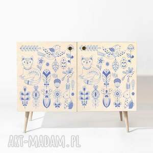 handmade dekoracje komoda "credenza double" w stylu mid century/prl ze sklejki - blue