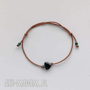 Serduszko bransoletka z elementem Swarovski Elements na ozdobnym sznurku - handmade