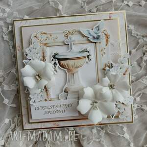 handmade scrapbooking kartki kartka z okazji chrztu świętego - chrzcielnica