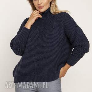 handmade swetry obszerny sweter z golfem - swe246 jeans mkm