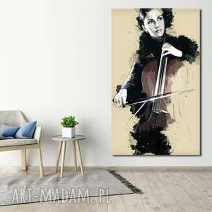 obraz XXL kobieta z wiolonczelą 1 - 70x120cm na płótnie muzyka