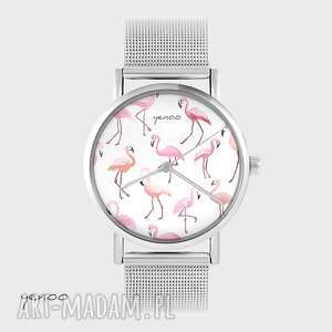 handmade zegarki zegarek, bransoletka - flamingi - metalowy