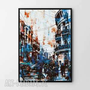 hogstudio plakat obraz blue city 40x50 cm, abstrakcja, abstrakcyjne obrazy
