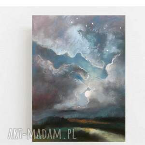 praca formatu 24/18 cm noc, pastele, pejzaż