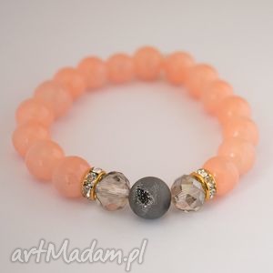 handmade bransoleta peach, swarovski&silver drusen