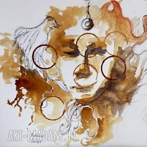 faun obraz namalowany kawą i piórkiem artystki adriany laube - portret postać