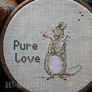 tamborek na ścianę - pure love myszki, haft krzyżykowy prezent dla dziecka