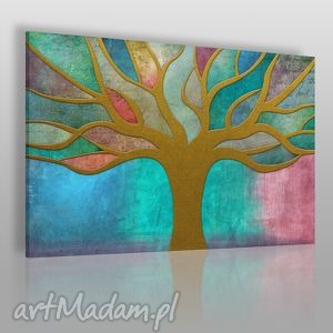 obraz na płótnie - drzewo witraż - 120x80 - VAKU DSGN obrazy