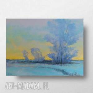 Zimowy pejzaż pastelami - obraz 18 x 24 cm