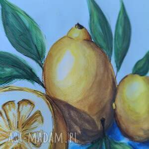 święta upominek Obraz cytryny lato słońce akwarela Lemoniada 30x41