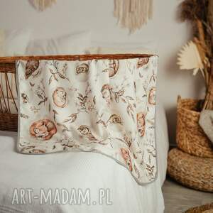 handmade dla dziecka otulacz bambusowy z lamówką - śpiące