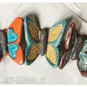 ręcznie wykonane ceramika magnesy motyle komplet 3 szt