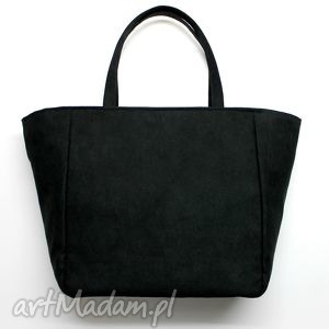 handmade na ramię shopper bag worek - zamsz czarny