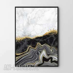 plakat obraz black marble 61x91cm, dekoracje abstrakcja