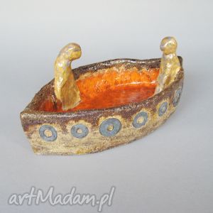 handmade ceramika patera „rozmowa na łodzi”