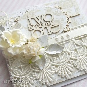 handmade scrapbooking kartki ślubna romantyczność w koronkach