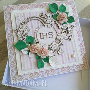 handmade scrapbooking kartki kartka w pudełku pierwsza komunia święta