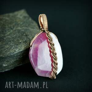 handmade wisiorki dwustronny wisiorek wire wrapping z agatem