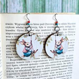 Kolczyki wiszące - Króliczek (okrągłe ) królik, zając