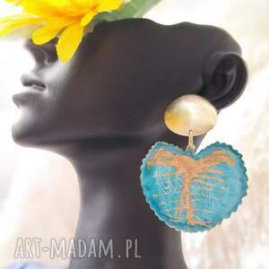 🌞 duże, letnie kolczyki z mosiądzu w kształcie liścia 🌿, prezent dla niej