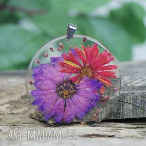 handmade naszyjniki naszyjnik z kwiatami w odcieniu różu i fioletu z204