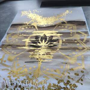 pomysł na prezent święta Akwarela Lotos Mandala Medytacja Złoto