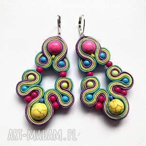 Haftowane kolczyki sutaszowe Colorful, kolorowe