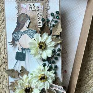 Ręcznie robiona kartka urodzinowa w pudełku (scrapbooking 3D) - z miejscem na życzenia i kieszonką