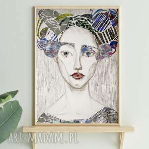 plakat 100x70 cm - blada, wydruk twarz obraz kobieta, portret