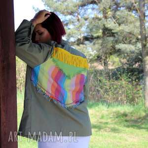 handmade zielona kurtka boho oversize