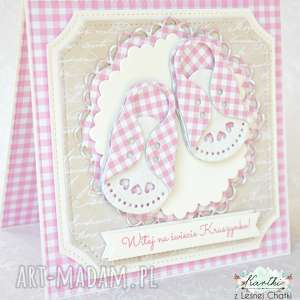 ręczne wykonanie scrapbooking kartki kartka witaj na świecie kruszynko