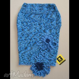 niezapominajka - spódnica wykonana ręcznie, dzianina ciepła szydełkiem, błękit