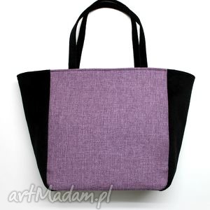 handmade na ramię shopper bag worek - tkanina fiolet i czarna