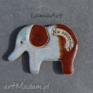 handmade magnesy ceramiczny magnes słoń "na szczęście"