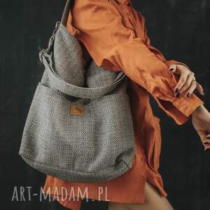 handmade torebki zamówienie specjalne szara torba w kształcie worka z plecionki