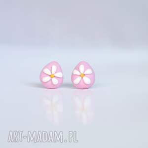 Prezent Kolczyki jajka ze stokrotką - mini sztyfty wielkanocne
