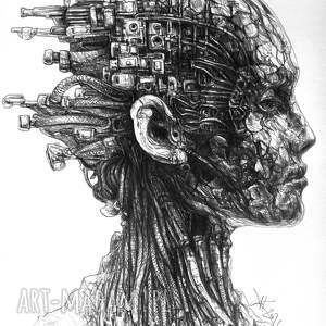cyberbytowanie rysunek piórkiem nowość, surrealizm, fantastyka