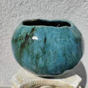 Turkusowa donica osłonka ceramiczna - ręcznie wykonana dekoracja do roślin | art-Madam.pl