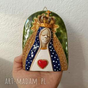 Ceramiczna Matka Boska na ścianę - ręcznie robiona dekoracja