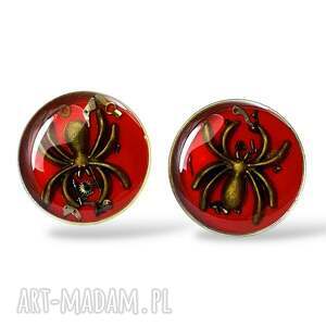 męska spinki - spider red mankietów koszuli prezent