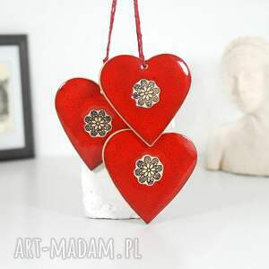 duże ceramiczne serce ozdoba wisząca - lawa czerwone ozdoby, ozdoby choinkowe