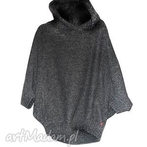 świąteczny prezent, sweter cahlo jumper gray, poncho kaptur