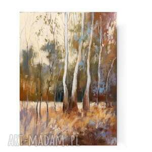 pejzaż z drzewami - praca formatu 24/18 cm, pastele, rysunek